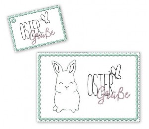 Stickdatei - Postkarte ITH Ostern "Ostergrüße" Hase